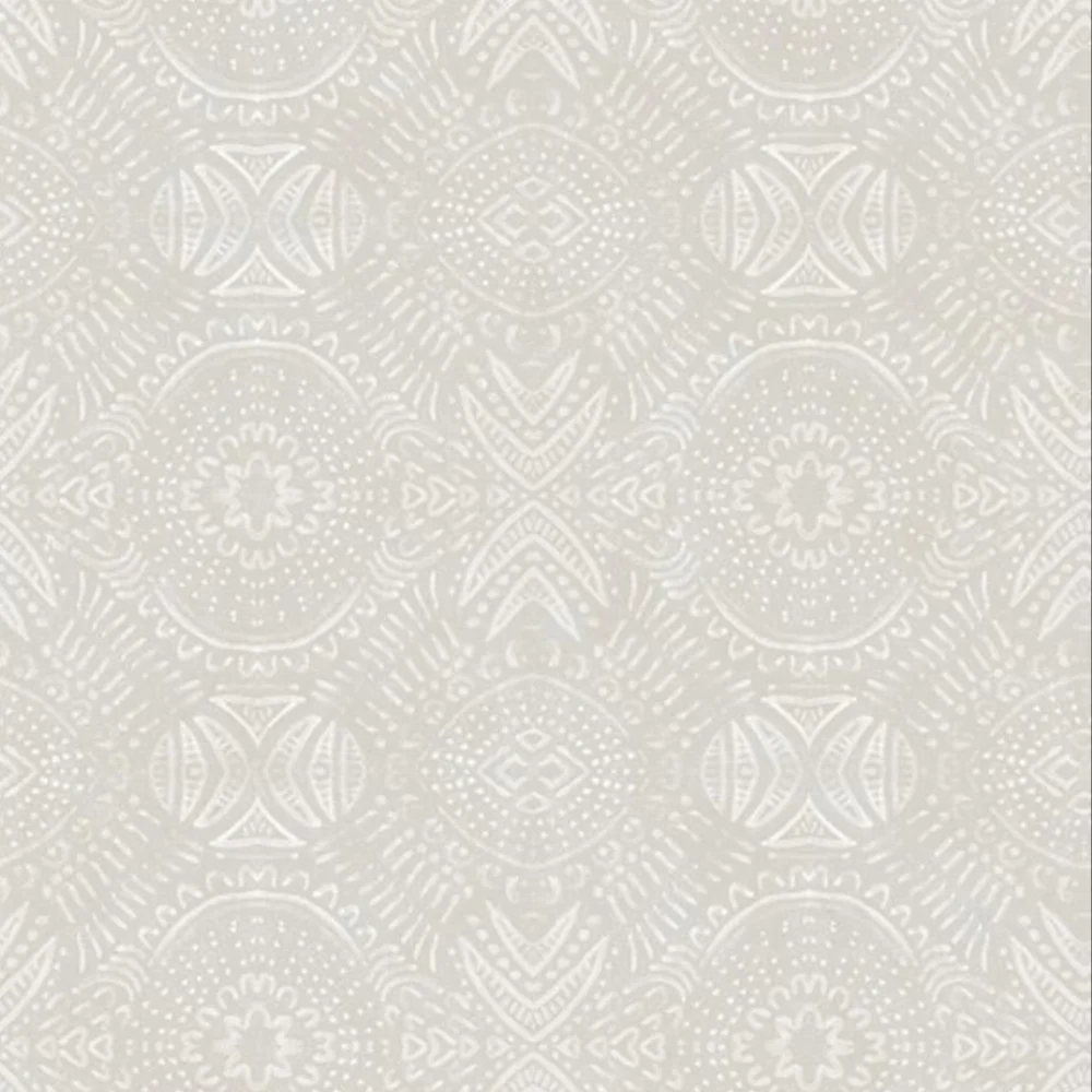 Wallpaper Java Light Gray Medallion Farmhouse Boho